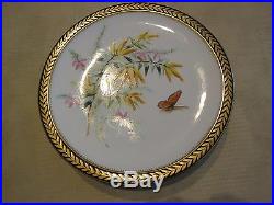 Antique Royal Crown Derby Porcelain Plate Plates Set Of 3 Butterflies Ca 1877