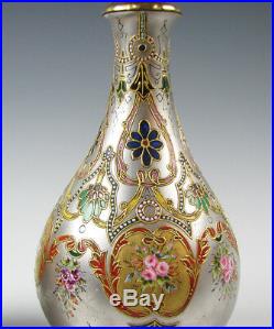 Antique Royal Crown Derby Porcelain Platinum Ground Hand Painted Vases 19th C