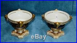 Antique Royal Crown Derby Porcelain Potpourri Urns pair of