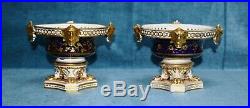 Antique Royal Crown Derby Porcelain Potpourri Urns pair of