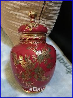 Antique Royal Crown Derby Porcelain Red&Gold Hand Painted Vase &Cover 3472/776
