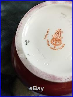 Antique Royal Crown Derby Porcelain Red&Gold Hand Painted Vase &Cover 3472/776