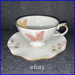 Antique Royal Crown Derby Royal Butterfly Cup & Saucer