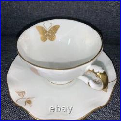 Antique Royal Crown Derby Royal Butterfly Cup & Saucer