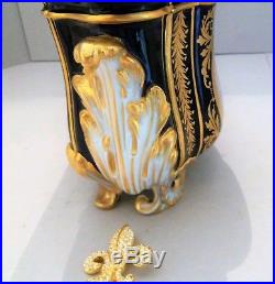 Antique Royal Crown Derby Sevres Style Cobalt Cachepot Boughpot Vase Centerpiece