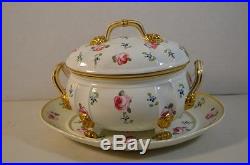 Antique Royal Crown Derby Small Porcelain Tureen and Platter