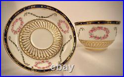 Antique Royal Crown Derby Tea Cup & Saucer, Hand Painted