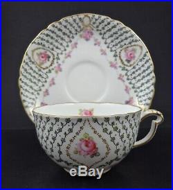 Antique Royal Crown Derby Tea Cup & Saucer, Hand Painted