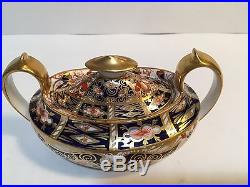 Antique Royal Crown Derby Traditional Imari 2451 Lidded Sugar Bowl Circa 1900