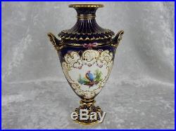 Antique Royal Crown Derby Vase Exotic Bird And Floral Spray Signed C Harris