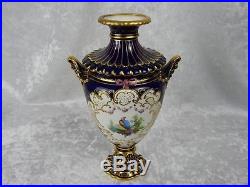 Antique Royal Crown Derby Vase Exotic Bird And Floral Spray Signed C Harris