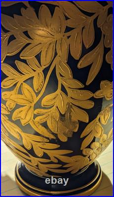 Antique Royal Crown Derby Vase Gold on Cobalt Blue with heavy gilt
