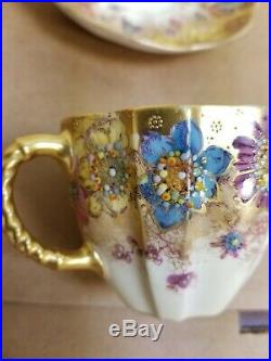 Antique Royal Crown Derby hand painted cups & saucers