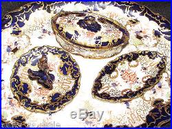 Antique Royal Crown derby imari porcelain tray, 3 miniatures trinket dishes 1903