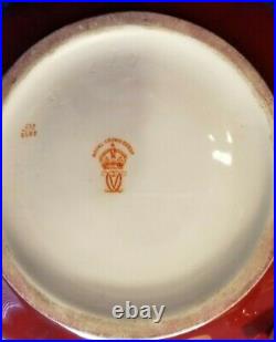 Antique Victorian Royal Crown Derby red lobed porcelain vase with Gilt. Withletter