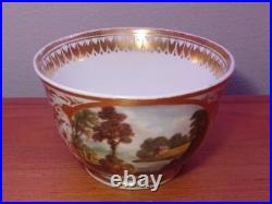 Antique c1810 DERBY PORCELAIN Handpainted Topographical CUP & SAUCER Wales