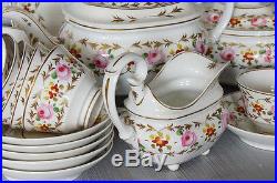 Antique early ROYAL CROWN DERBY tea set flowers, early nineteenth 17pcs teapot