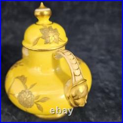 Appraisal/'95 Derby Crow Yellow Vase 1887 (pre) Royal Crown Derby 6 3/4