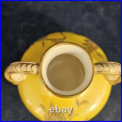 Appraisal/'95 Derby Crow Yellow Vase 1887 (pre) Royal Crown Derby 6 3/4