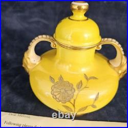 Appraisal/'95 Derby Crow Yellow Vase 1887 (pre) Royal Crown Derby 6 3/4