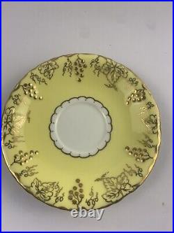 Art Deco Crown Derby Cup and Saucer'Vine' Yellow 1930s