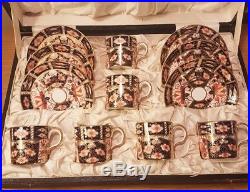 BOXED ROYAL CROWN DERBY IMARI 2451 DEMI-TASSE COFFEE CUPS & SAUCERS c. 1924