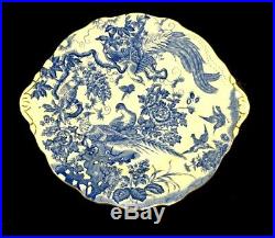 Beautiful Royal Crown Derby Blue Aves Cake Plate