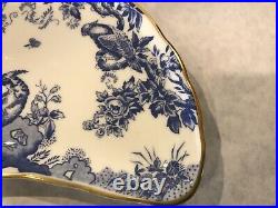 Blue AVES by ROYAL CROWN DERBY Porcelain Bone China Crescent Salad Plate 1984