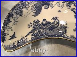 Blue AVES by ROYAL CROWN DERBY Porcelain Bone China Crescent Salad Plate 1984