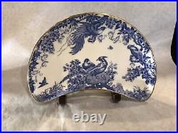 Blue AVES by ROYAL CROWN DERBY Porcelain Bone China Crescent Salad Plate 1984