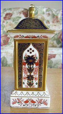 Boxed Royal Crown Derby 1128 Solid Gold Band Mantel Clock 7 1st Quality