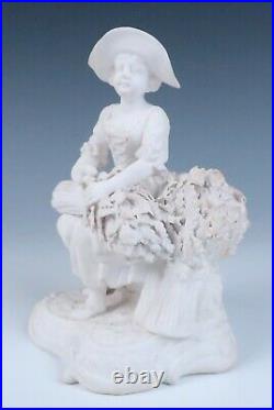 C. 1770 Derby Biscuit Porcelain Figure Summer Gardener English 18th C. Antique