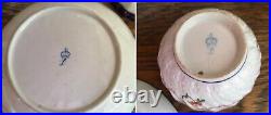 C. 1778 Antique Crown Derby Tea Bowl & Saucer Handpainted Floral & Cobalt Trim