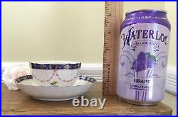 C. 1778 Antique Crown Derby Tea Bowl & Saucer Handpainted Floral & Cobalt Trim