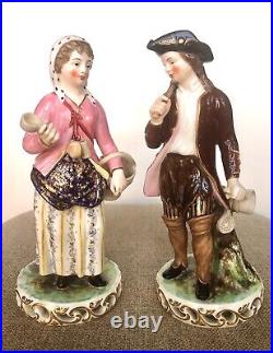 Circa 1860 RARE Royal Crown Derby Tinker And Companion Porcelain Figurines