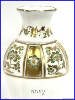 Coalport Royal Crown Derby Green Derby Panel Handpainted Fluted Porcelain Vase