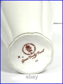 Coalport Royal Crown Derby Green Derby Panel Handpainted Fluted Porcelain Vase