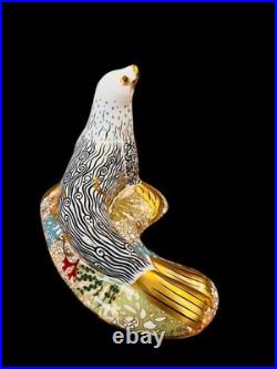 Collectible Royal Crown Derby large paperweight Sea Lion 4 1/2 H gold stopper