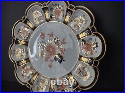 Crown Royal Derby Gold Trim Plate Blue Red White Floral Cabinet 9 (lot 453)