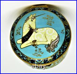 Crummles English Enamel Box- Unicorn & Jewels & Flowers Royal Crown Derby Le