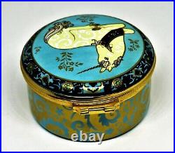 Crummles English Enamel Box- Unicorn & Jewels & Flowers Royal Crown Derby Le