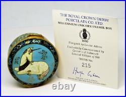 Crummles English Enamel Box- Unicorn & Jewels & Flowers Royal Crown Derby Le