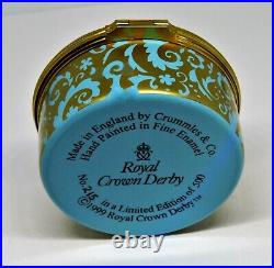 Crummles English Enamel Box- Unicorn & Jewels & Flowers Royal Crown Derby Le