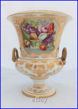 Derby Porcelain Campana Vase Hand Painted Floral Basket Patt 43 Georgian c 1820