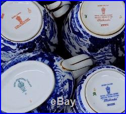 ENORMOUS 104pc ROYAL CROWN DERBY BLUE MIKADO CHINESE SCENIC DINNERWARE LOT N/R