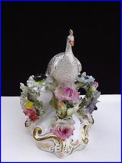 Exquisite Vintage Royal Crown Derby Low Peacock Figurine 22kt Gold Accents