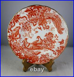 Eight Royal Crown Derby Red Aves Fine Bone China Bread Plates
