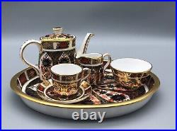 Excellent Royal Crown Derby Fine China Old Imari 1128 Miniature 7 Piece Tea Set