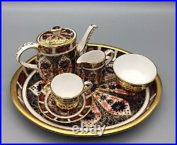 Excellent Royal Crown Derby Fine China Old Imari 1128 Miniature 7 Piece Tea Set