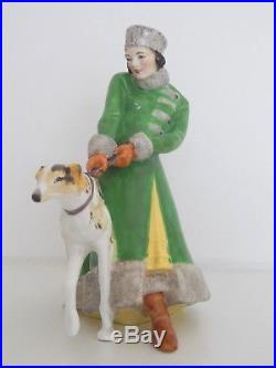 Exceptionally Rare Art Deco 1933 Royal Crown Derby Olga Figure with Borzoi dog